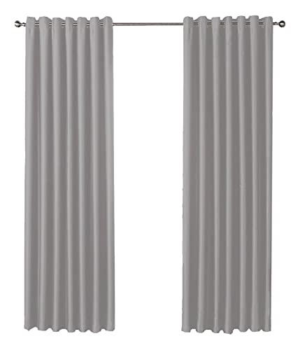 Olivia Rocco Blackout Eyelet Curtains Black Out Thermal Ring Top Curtain Pair Window Treatment Living Room Bedroom, 90 (Width) x 90 (Drop) Silver