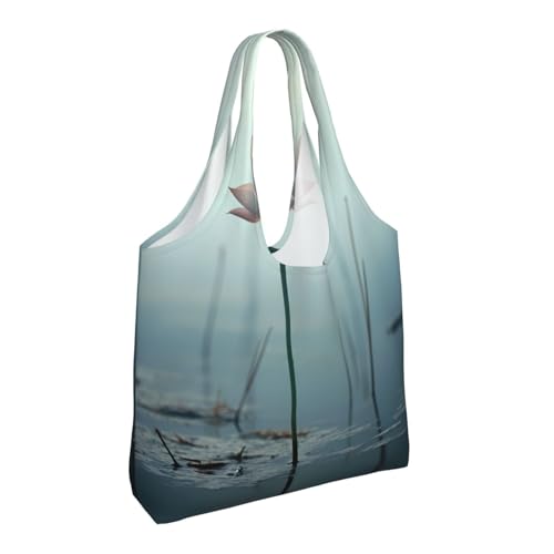 A lotus flower Printed canvas bag-suitable for shopping bags, fashionable women's bags2