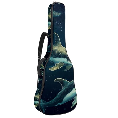 Custodia per chitarra acustica con due tasche per estetica resistente allacqua doppia tracolla regolabile Balena Estetica di Mare Profondo 42.9x16.9x4.7 in Design elegante