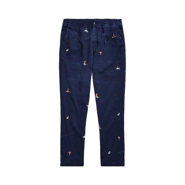 POLO RALPH LAUREN Men's Big & Tall Prepster Nautical Embroidered Pants 4XB Navy Blue
