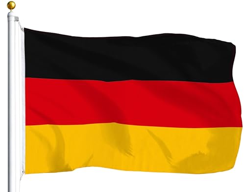 Deutschland Flagge 90x150cm - Wetterbeständige Fahne mit Messingösen, 100% Polyester, Nicht leicht zu brechen lebendigen Farben,ideal für Flaggen-Liebhaber In Jeder Ecke, Parade, Festival, Party, Karn