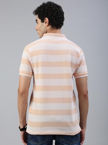 Image of Classic Polo Men's Half Sleeve Polo Neck Slim Fit Striped T-Shirt