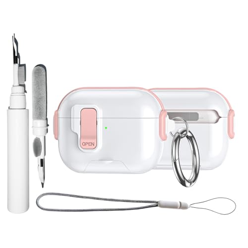 Funda compatible con Airpods Pro 2 con soporte, kit de limpieza para llavero, diseño de dibujos animados, bonito patrón de auriculares intrauditivos, cuerpo completo, a prueba de golpes, funda a