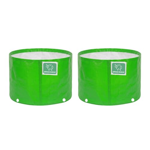 Image of GREENSHEEP HDPE Grow Bag Heavy Duty 260 GSM Round Plants Flower Growing Bags Floor Standing Mount Type for Home Garden Balcony Terrace Kitchen Nursery (Green, 12x12 inch, Pack of 2)