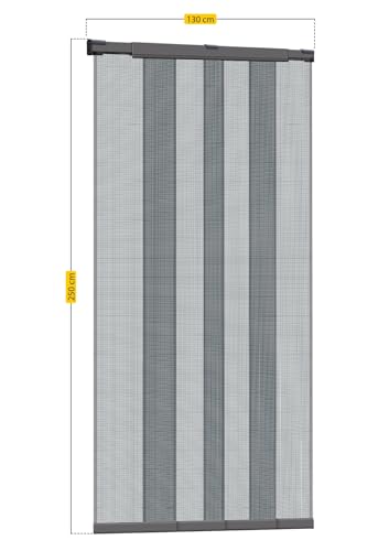 Schellenberg 50654 Fliegengittervorhang Balkontür Insektenschutz Vorhang Telescope, Breite 105 bis 130 cm anpassbar, Höhe 250 cm, Anthrazit