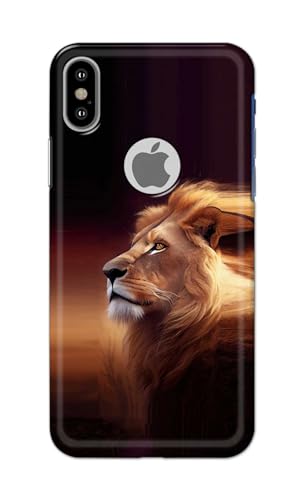 Image of PRINTFIDAA Printed Hard Back Cover Case for Apple iPhone X | iPhone 10 | iPhone Xs | iPhone 10s Logo View Back Cover (Danger Lion) -112