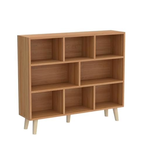 Image of IOTXY Wooden Open Shelf Bookcase - 3-Tier Bookshelf with Legs, Pear Yellow