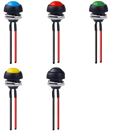 Bouton-poussoir momentané 12mm commutateur à fils pré-soudés 5pcs