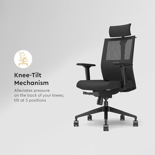 Image of Interio by Godrej Cross Half Mesh High Back Ergonomic Office Chair for Work from Home /Study, 1 Year Warranty, Height Adjustable Chair with Adjustable Armrest, Nylon Base (Black Ink)