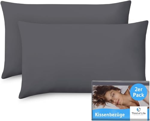 Funda de Almohada 40x70 GIRS Oscuro, Pack de 2 Fundas de algodón Mako Premium, Funda 70x40 cm Lavable a máquina, Fundas para Cojines, Certificado Oeko-Tex