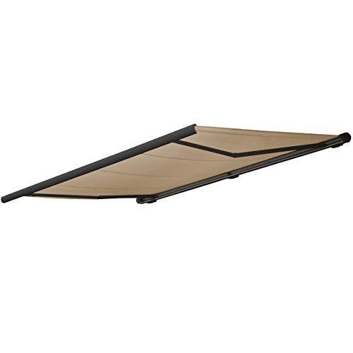 Mendler Elektrische Kassettenmarkise T122, Markise Vollkassette 4x3m - Polyester Creme, Rahmen anthrazit