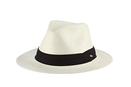 Scala Men's Toyo Safari Hat with Black Trim, Natural, Large/X-Large