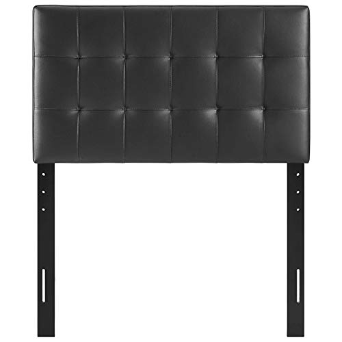 Image of Modway Lily Tufted Faux Leather Upholstered Twin Headboard in Black