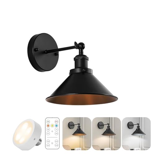 Luz de pared 270° giratoria con batería USB y mando a distancia negro
