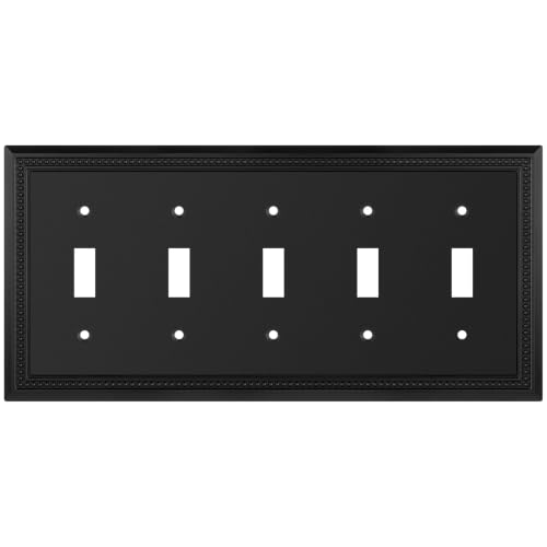 Image of Henne Bery Sunken Pearls Heavy Duty Decorative Wall Plate Switch Plate Outlet Cover (5-Gang Toggle, Black)