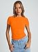 Trendy Queen Womens Basic T Shirts Summer Tops 2026 Crop Short Sleeve Slim Fit Tee Cute Gym Workout Clothes Orange M