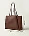 Work Tote Bags for Women 15.6 Inch - Laptop Tote Bag with Zip Compartments - Large PU Leather Office Purse Computer Briefcase - Chocolate Brown