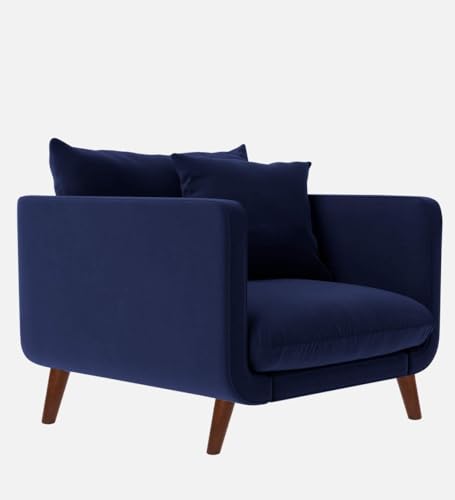 Image of Rejol Velvet 1-Seater Sofa Luxurious Comfort for Living Rooms and Offices (Navy Blue, Armchair)