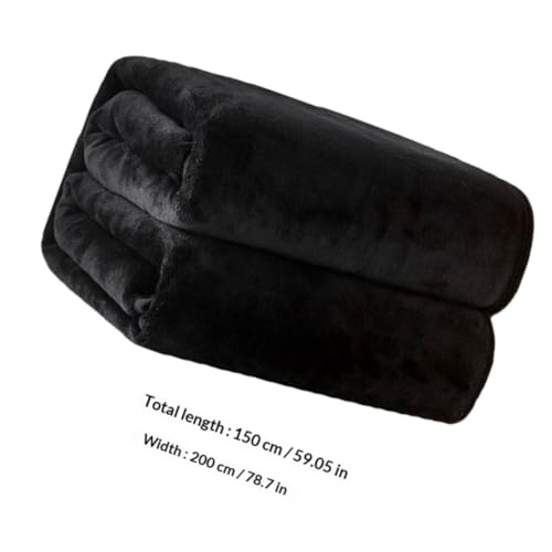 Couverture polaire unie noire en polyester doudoune lit canapé - 3