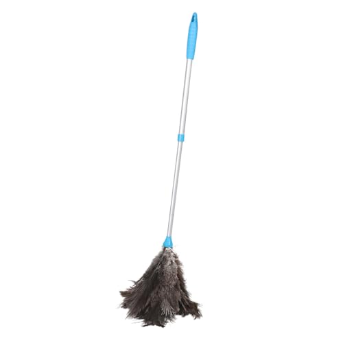 IWOWHERO Plumero Telescópico de de Avestruz para con Mango Extensible Reutilizable para Eliminar Polvo y Ventiladores Lámparas y Ligero y Fácil de Almacenar