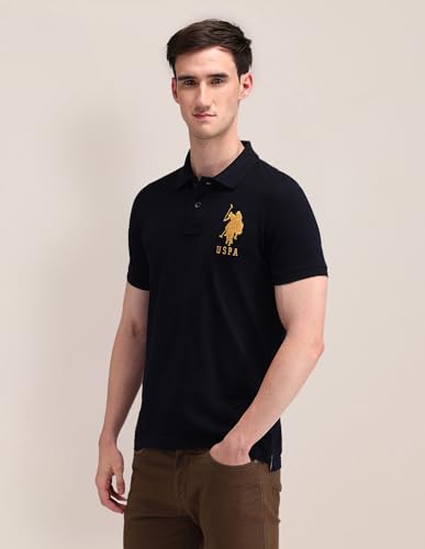 Image of U.S. POLO ASSN. Men's Printed Round Neck Half Sleeve Casual Cotton Regular 1665 T-Shirts (UDTSH2240)