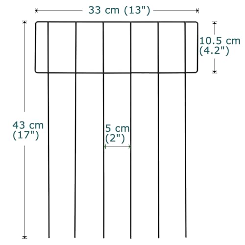 Aotuosa 10 Stück 43 x 33 cm Gartenzaun zum Stecken mit Verbindungsschnallen Metall Steckzaun Hundezaun Tierabsperrzaun Garten Zaun Dekorative Zaunelementen für Hunde Gitterzaun Set