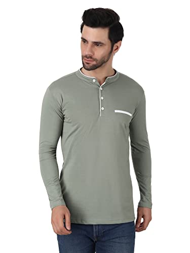 Image of YEZI Cmbo Pack of 2 Full Sleeve Mandarin Collar T-Shirt for Men