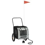 vidaXL Fahrradanhänger für Haustiere Grau und Schwarz 125 x 53 x 54 cm, Garten & Terrasse, moderner Hundetransport, mobiler Haustiertransport, Flexibles Reiseequipment für Begleiter.