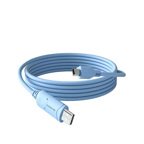 IQlionco USB A to Mini B Console Cable 6FT FT232 Blue