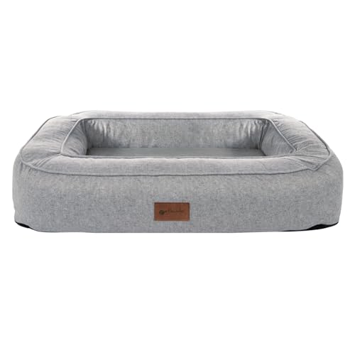 Petlando orthopädisches Hundebett Lima Ortho, ergonomische Liegefläche, Bezug waschbar 60°C, rutschfest, M Stone, Hundematte grau, Hundekissen kleine bis mittelgroße Hunde