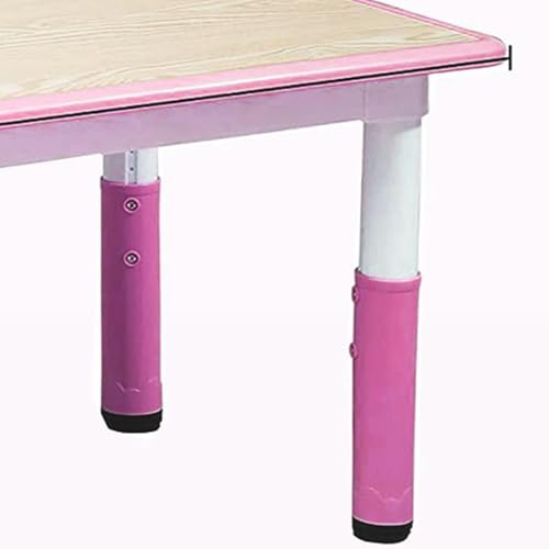 Image of Adjustable Kids Table & 6 Chairs Set - 47.2 inch Multi-Activity Study & Craft Desk with Non-Slip Legs, Graffiti-Resistant Desktop, Ideal for Playroom, Study Area, Daycare, or Home - Pink