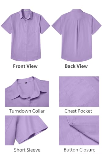 Image of COOFANDY Men's Button Down Short Sleeve Shirt Casual Cotton Summer Beach Wedding Linen Shirts with Pocket