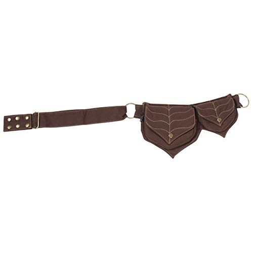 Image of Cotton two Leaf Pocket Waist Belt-Brown
