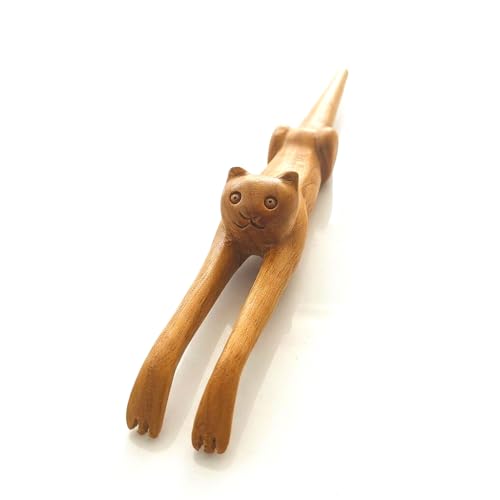 Cat Shaped Back Scratcher 17 Inch Handheld Manual Itch Reliever with Long Handle Funny Cat Massager and Body Scratcher for Scalp Head Back and Foot