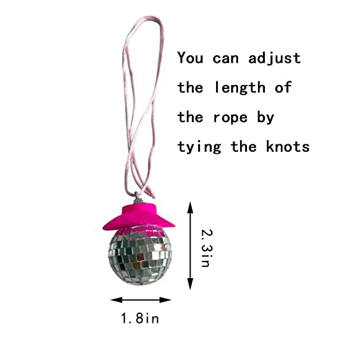 Pink Disco Ball Car Accessory,Disco Ball Car Mirror Ornament,Disco Ball Cowboy Hat Car Accessory,Car Disco Ball,Disco Car Charm,Disco Ball for Car,Disco Ball with Cowboy Hat Car Mirror Ornament - Thumbnail 6