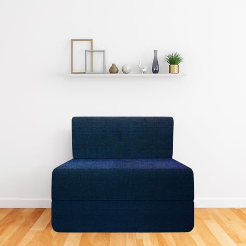Image of CELLBELL Comfy Sofa Cum Bed 2.5x6 Feet | Foldable Dual Use Couch Bed with Soft Cushions & Sturdy Frame | Space Saving Modern Design for Living Room & Guest Use (Navy Blue)