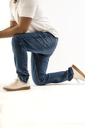 Vasego - Men's Denim Jeans Straight Fit - Classic Fit - Basic Denim Mens Jeans Trousers - Black & Blue - Work Clothing - Straight Cut