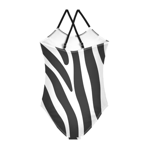 Zebra Black White Stripes Girls One Piece Swimsuit Beach Swimwear 208618492