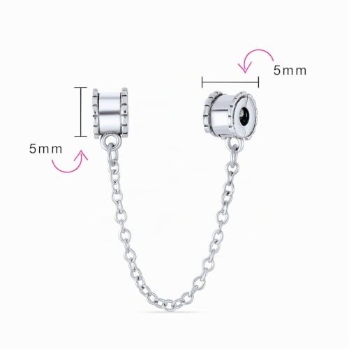 Foto von Bling Jewelry Beaded Edge Handschelle Double Safety Chain Spacer Stopper Daisy Blume Charm Bead Für Frauen .925 Sterlingsilber Fits European Armband