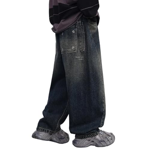 Jeans holgados de invierno para niños con cintura elástica de 4 a 15 años