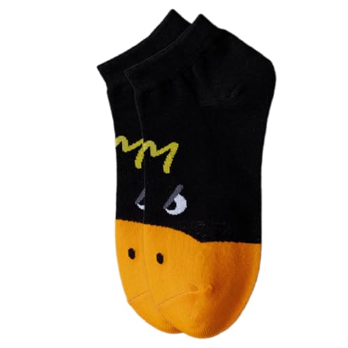 jebyltd 1 paire de chaussettes bateau courtes colorées motif canard pour femmes et filles en tissu de coton coupe basse bouche peu profonde cheville chaussettes colorées dessin animé cheville, grand