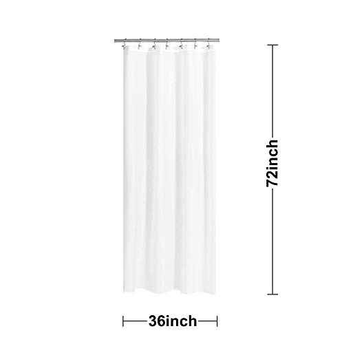 Image of N&Y HOME Fabric Shower Curtain or Liner 36 x 72 Inches Bath Stall Size with 2 Bottom Magnets, Hotel Quality, Washable, Water Repellent, White Spa Bathroom Curtains with Grommets, 36x72 (Pack of 2)