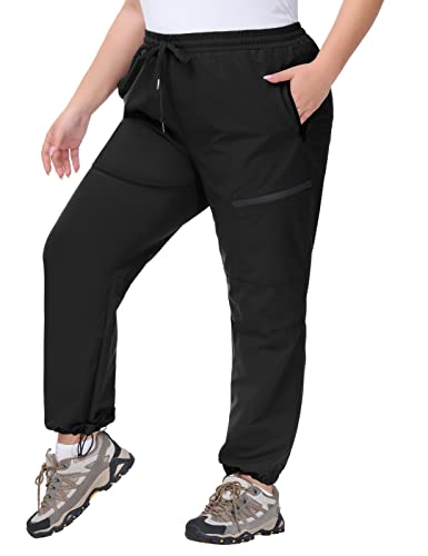 Hanna Nikole Lange Hose Große Größen Damen Outdoor Aktivitäten Wasserdicht Leicht Stretch Trekkinghose Schwarz 46