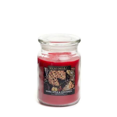 Christmas Warm Apple Cinnamon Wickford & Co Luxury Festive Scented Large Glass Jar Candle – 18oz, 95-Hour Burn Time, Christmas Home Decor, Cosy Winter Fragrance