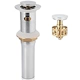 Polished Chrome Pop Up Sink Drain with Overflow, Bathroom Faucet Vessel Vanity Sink Drain with...