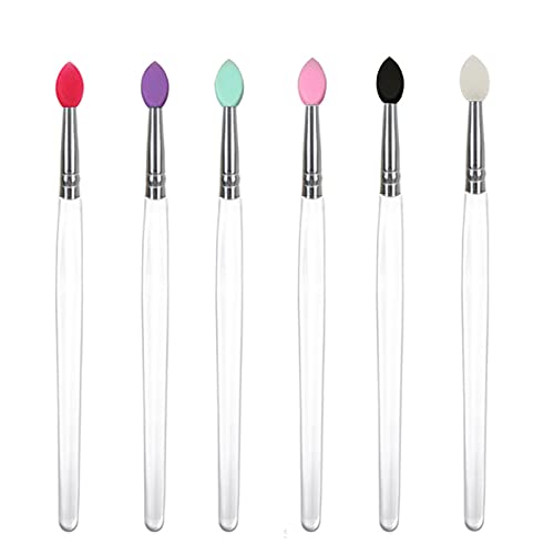 Silicone Eyeshadow Brushes Set, BYVUTE Colorful Heads Eyeliner Blending Professional Makeup Brush Set, 6 Essential Eye Makeup Brushes Kits, Eye Shadow Brushes
