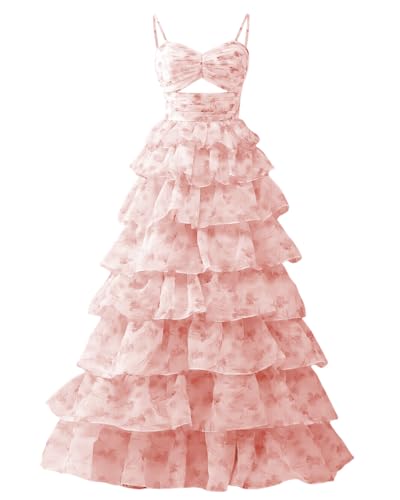 RSOETOO Floral Tiered Prom Dresses 2025 Long Flower Embroidery Fairy Dress Corset Formal Evening Party Gown RO248