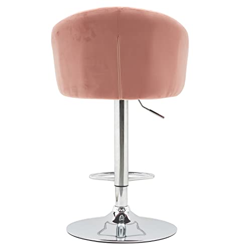 Bxcsmfa Set Of 2 Bar Stools With Back Counter Height Barstool Velvet Adjustable Swivel For Kitchen Counter Bar Dining Room Living Bedroom Pink Bar Stools With Button Tufted & Rivets Decorative #TOP7