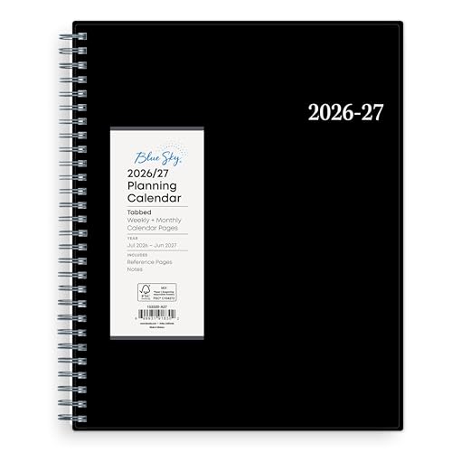 Blue Sky Weekly and Monthly Academic Year Planner Calendar, July - June, 8' x 10.875', Flexible...