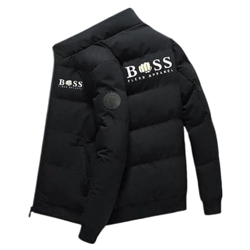 Mayamiyasa Hombre Moda Parka, Invierno Abrigos para Hombre, London Abrigo, BOS Logo, Chaqueta Zip Casual Jacket, Winter Warm Jacket Outdoor, Unisex Chaqueta Antiviento, Negro L | Ya disponible en tu tienda friki favorita! En mundofriki.es!